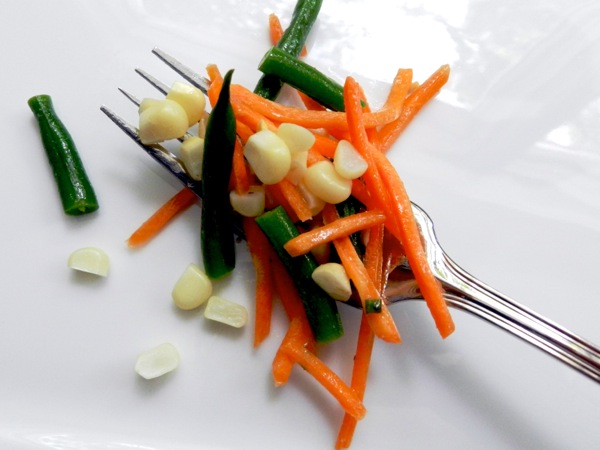 hericot vert, corn and carrot salad