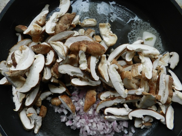 shitake mushrooms and shallots