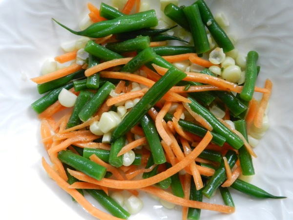 hericot vert, corn and carrot salad