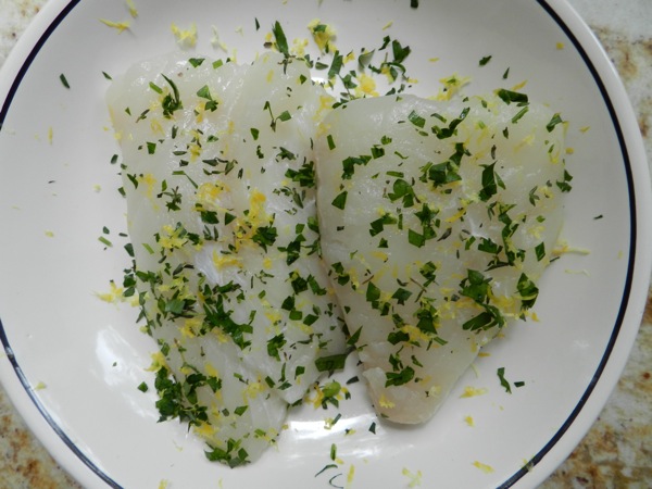 halibut with pea puree