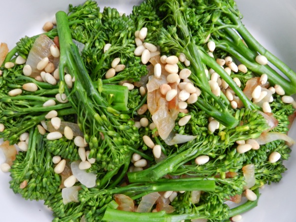 brocollini with pine nuts