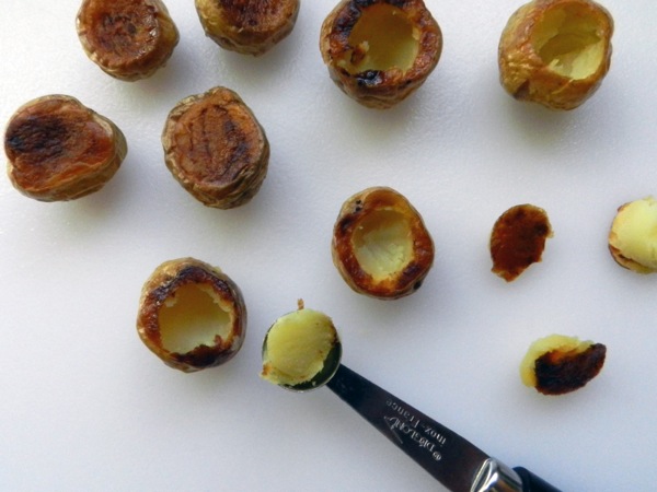 new potatoes stuffed with smoke salmon
